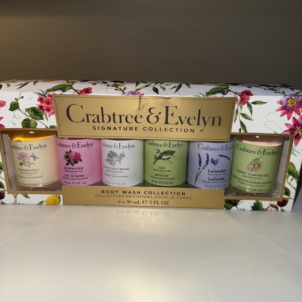 Crabtree & Evelyn 6 Pc Signature Collection Body Wash Set 3oz ea New Assorted